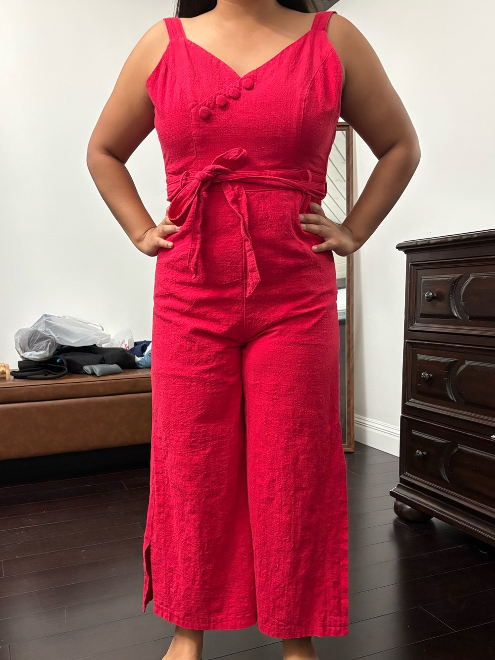 Altar'd State Red Textured Wide-Leg Jumpsuit - Picture 4 of 4